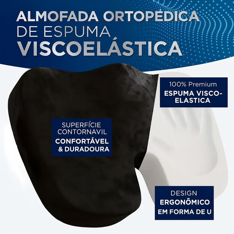 Almofada Ortopédica de Espuma de Memória – Conforto e Alívio para Coluna, Quadril e Cóccix